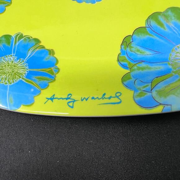 Andy Warhol Melamine Plates Set of 4 Salad 8.25" Green Blue Tacoma Flower Floral - Picture 3 of 6